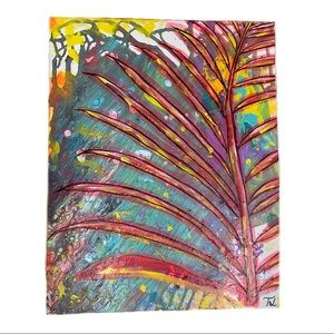 Hand painted boho fern picture